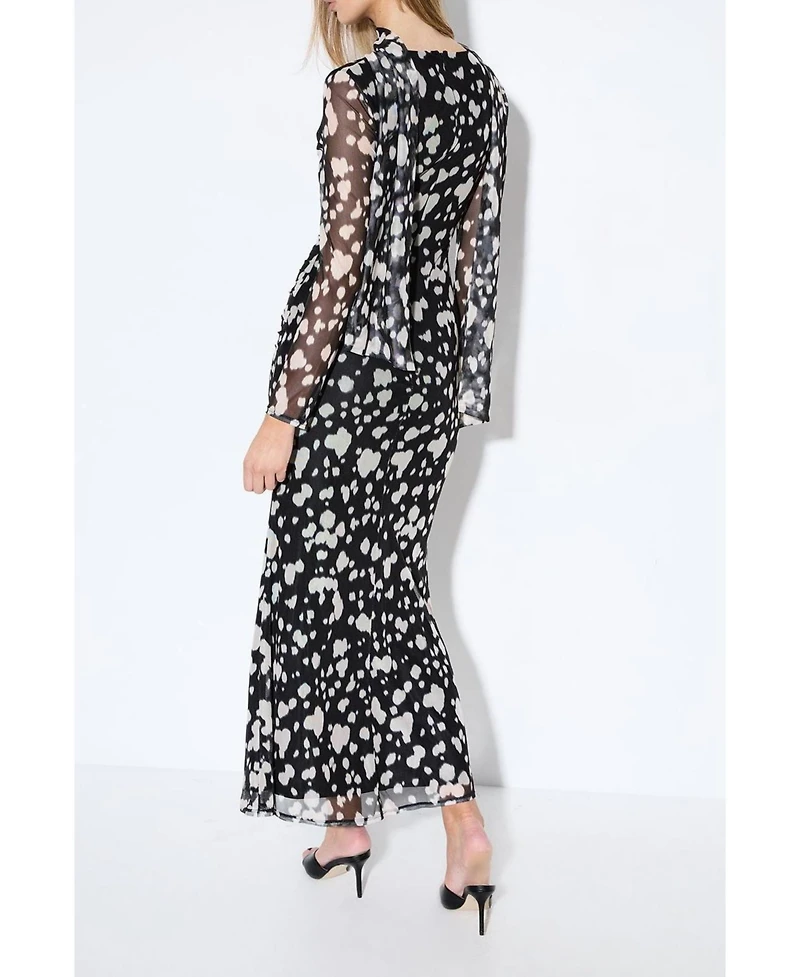 MissPap Women's Spot Print Mesh Scarf Dress