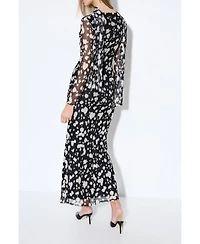 MissPap Women's Spot Print Mesh Scarf Dress