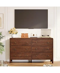 gaomon Modern 6 Drawer Dresser for Bedroom, Dresser Tv Stand with Large Drawers, Walnut Natural Texture