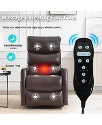 sumyeg Recliner Chair with Heat Massage Manual Rocker and Swivel Fabric