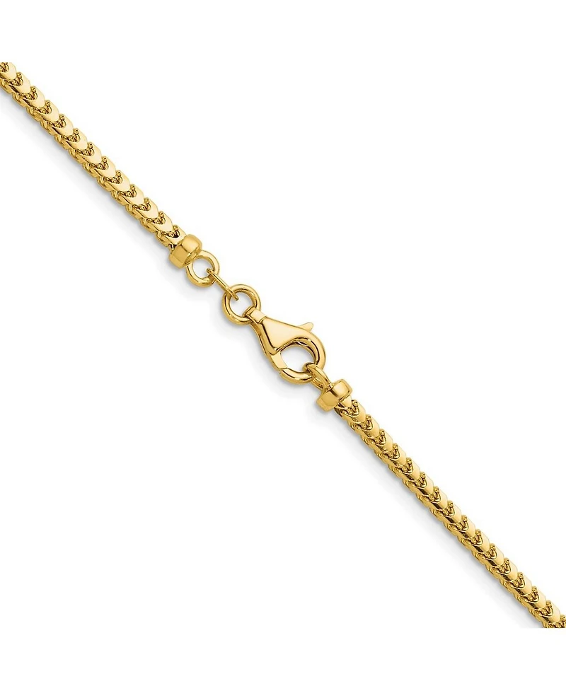 Curata Jewelry Solid 18k Yellow Gold Italian 7.5 Inch 2.4mm Wide Woven Franco Chain Bracelet