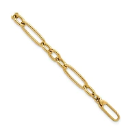 Curata Jewelry Solid 18k Yellow Gold Italian 7.5 Inch 6.4mm Oval and Paperclip Link Bracelet