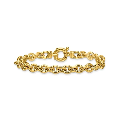 Curata Jewelry Solid 18k Yellow Gold Italian 7.5 Inch 7mm Large Rolo Link Toggle Bracelet