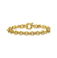 Curata Jewelry Solid 18k Yellow Gold Italian 7.5 Inch 7mm Large Rolo Link Toggle Bracelet