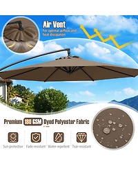 Gymax 10 Ft Offset Hanging Umbrella w/ Base Patio Cantilever 360° Rotation