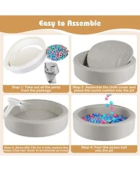 Mecale 42.5-Inch Round Foam Ball Pit for Toddlers with Sponge Filling, Washable Cover