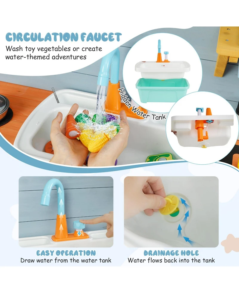 Mecale Kids Play Kitchen Set with Stove, Suitable for Boys & Girls Ages 3-8