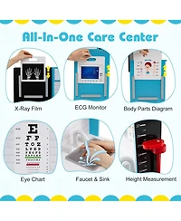 Mecale Play Doctor s Office Wooden Medical Center Toy Set with Exam Area for Kids