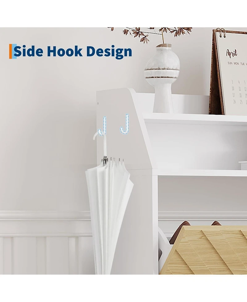 gaomon Shoe Cabinet with 3 Flip Drawers, Narrow Slim Shoe Storage Organizer, Farmhouse Freestanding Hidden Shoe Rack, White Wood Grain