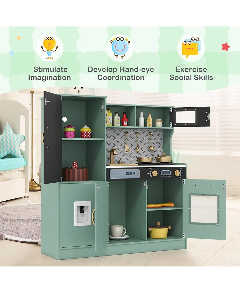 Mecale Pretend Play Kitchen with Utensils for Kids Ages 3+, Interactive