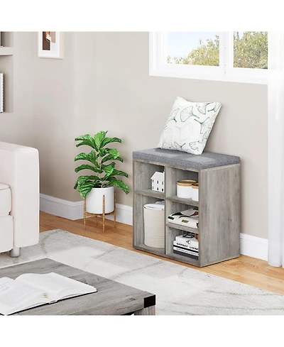 gaomon Entryway Shoe Bench with Storage & Cushioned Seat | Wooden Shoe Rack Organizer with Adjustable Shelves & Side Pockets for Hallway