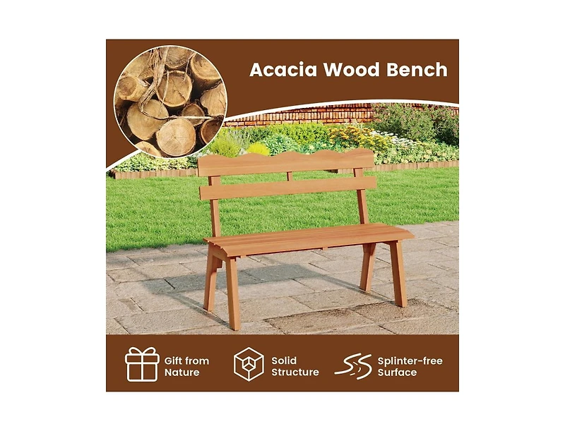 Slickblue Heavy-Duty 800 lb Capacity Acacia Wood Outdoor Garden Bench