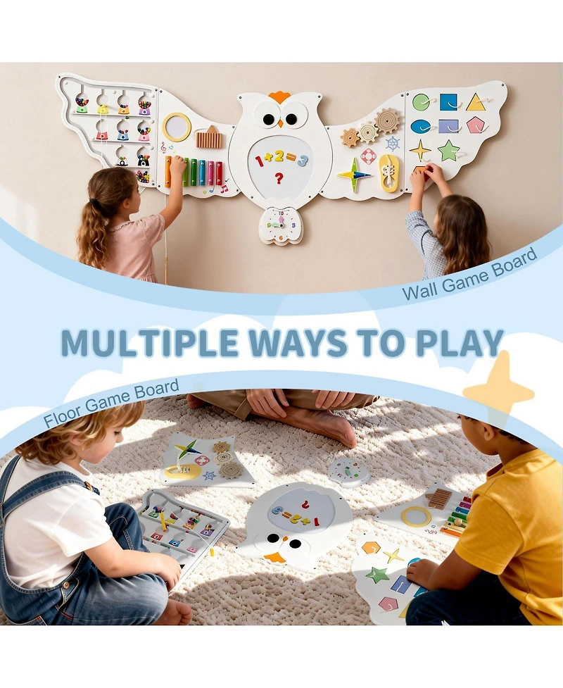 Mecale 11-in-1 Owl Activity Wall Busy Board Learning Center