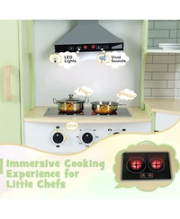 Mecale Corner Kids Play Kitchen with Washing Machine & Ice Maker, Pretend Play Gift for Boys & Girls