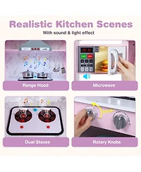 Mecale Kids Corner Pretend Kitchen Playset with Separate Washing Basin for Role-Playing Fun