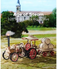 Robotime 3D Puzzle Adults 469pcs Electric Vintage Car Steam Engine Model Kits, Mechanical Wooden Assembly Puzzles Vehicle Diy Hobbies Christmas Gifts