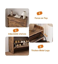 gaomon Shoe Cabinet with 3 Flip Drawers, Wooden Shoe Organizer Cabinet with Adjustable Shelf, Shoe Storage for Entryway, Hidden Shoe Cabinet