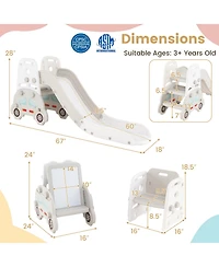 Mecale 5-in-1 Toddler Slide Set with Art Easel, Stool and Book Rack