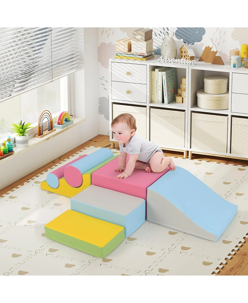 Mecale 7-Piece Foam Climbing Blocks Soft Play Set for Toddlers and Crawling Babies