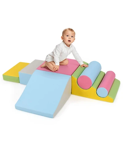 Mecale 7-Piece Foam Climbing Blocks Soft Play Set for Toddlers and Crawling Babies
