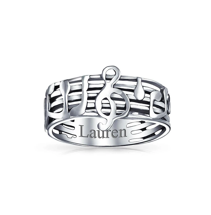 Bling Jewelry Musician Student Teacher Treble Clef Note Music Band Ring Oxidized .925 Sterling Silver