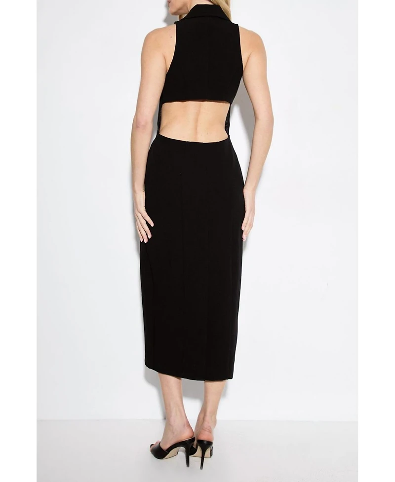 MissPap Women's Premium Open Back Waistcoat Midi Dress