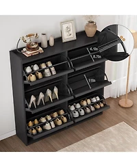 gaomon Shoe Cabinet with 6 Flip Drawers, Wooden Organizer Adjustable Shelf, Storage for Entryway, Hidden