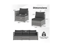 Slickblue Outdoor 3-Piece Pe Rattan Sectional Sofa Set with Cushions