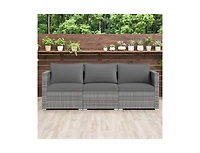 Slickblue Outdoor 3-Piece Pe Rattan Sectional Sofa Set with Cushions