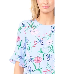 CeCe Women's Crew Neck Printed Blouse