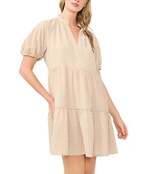 CeCe Women's Short-Sleeve V-Neck Babydoll Dress