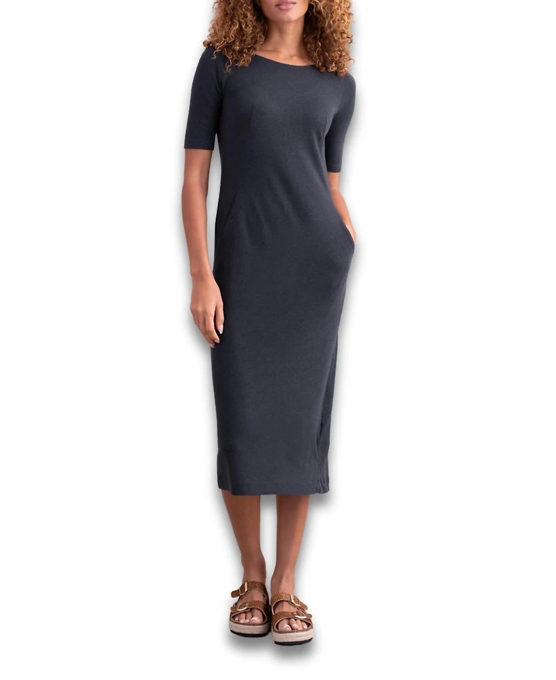 Celtic & Co. Women's Linen Blend Button Back Midi Dress