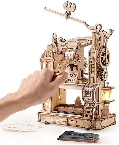 Robotime Printing Press Wooden Puzzle, 3D Puzzles for Adults and Teens, Mechanical Wooden Model to Build, Toy House Warming Birthday