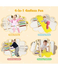 Mecale 4-in-1 Indoor Jungle Gym with Baby Swing and Climbing Ramp for Toddlers