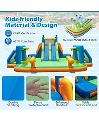 Mecale Kids Inflatable Water Slide with 2 Long Slides & 2 Soccer Goals, 1100W Blower Included