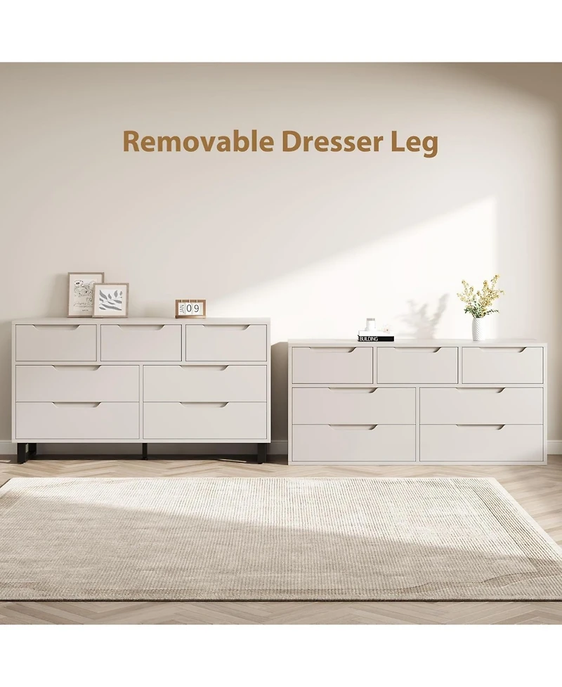 gaomon 55" Wide Wooden Freestanding 7-Drawer Dresser with Storage for Bedroom, Living Room & Entryway