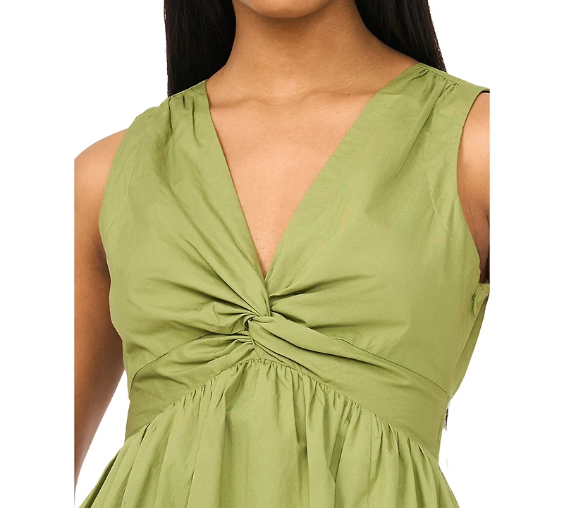 Msk Women's V-Neck Knot Bust Maxi Dress