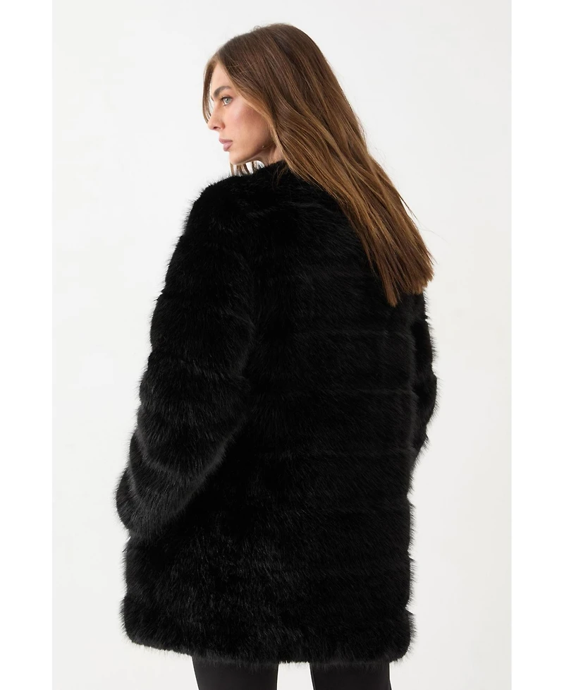 MissPap Women's Panelled Faux Fur Coat