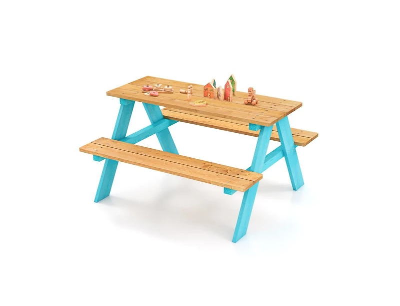 Slickblue Kids Wooden Picnic Table with Benches for Indoor and Outdoor