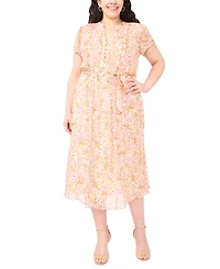 Msk Plus Split V-Neck Midi Dress