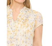 Msk Petite Printed Fit & Flare Split Crewneck Dress