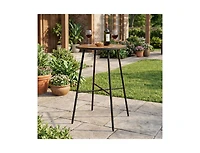 Slickblue Patio Round Bar Height Table 41 Inch with Acacia Wood Top