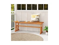 Slickblue Outdoor 51 Inch Acacia Wood Bench, Slatted Seat, 800 lb Capacity