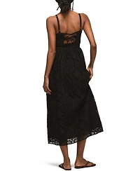 Lucky Brand Women's Sweetheart Neck Drop Waist Ballet Midi Dress