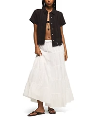 Lucky Brand Women's Lace Short-Sleeve Boyfriend Button-Down Shirt