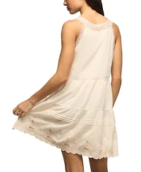 Lucky Brand Women's Embroidered Drop Waist Mini Dress