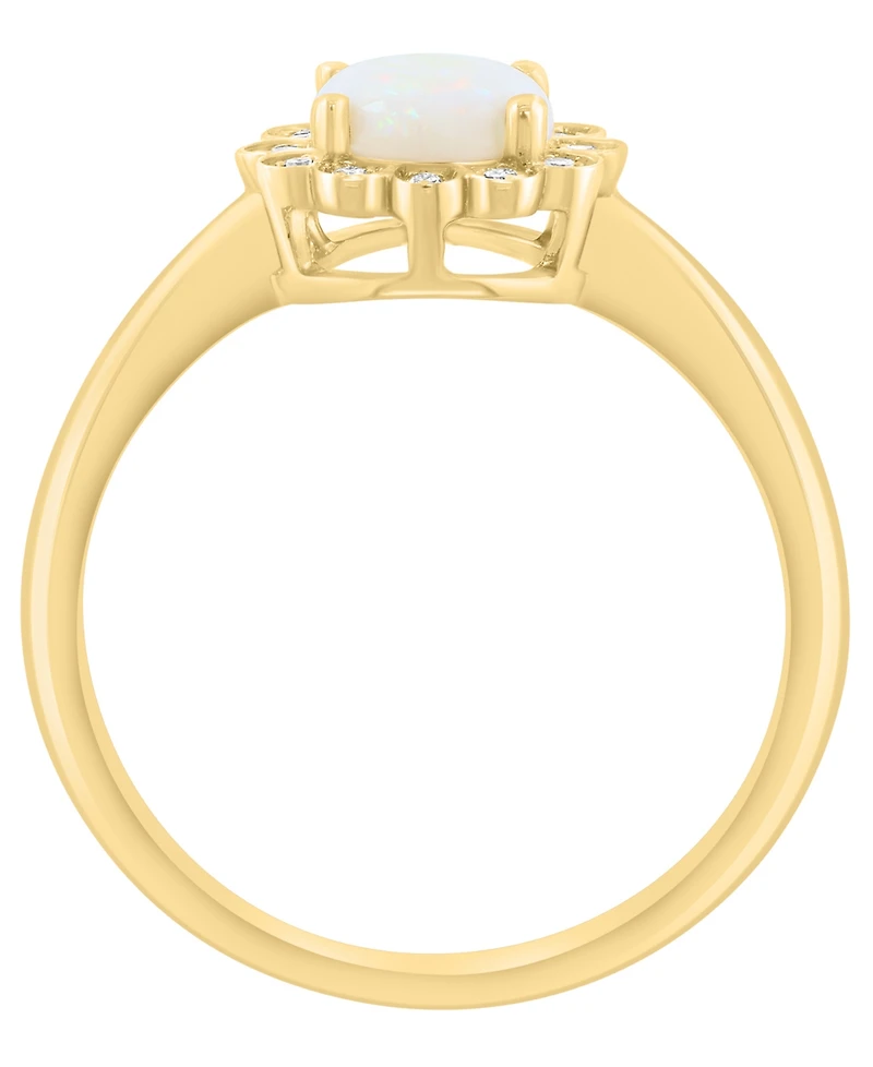 Effy Collection Opal (1/2 ct. t.w.) and Diamond (1/10 ct. t.w.) Ring in 14k Yellow Gold