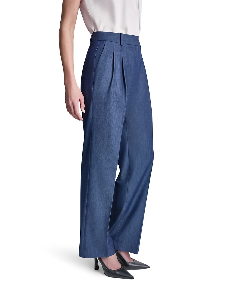 Dkny Petite Dressy Straight Fit Denim Trousers