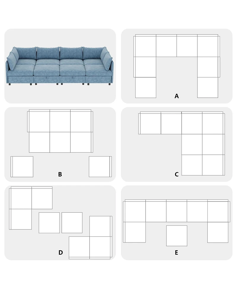 Streamdale Furniture Modular Sectional Sofa with Storage & Sleeper - Flexible Fabric Combinations