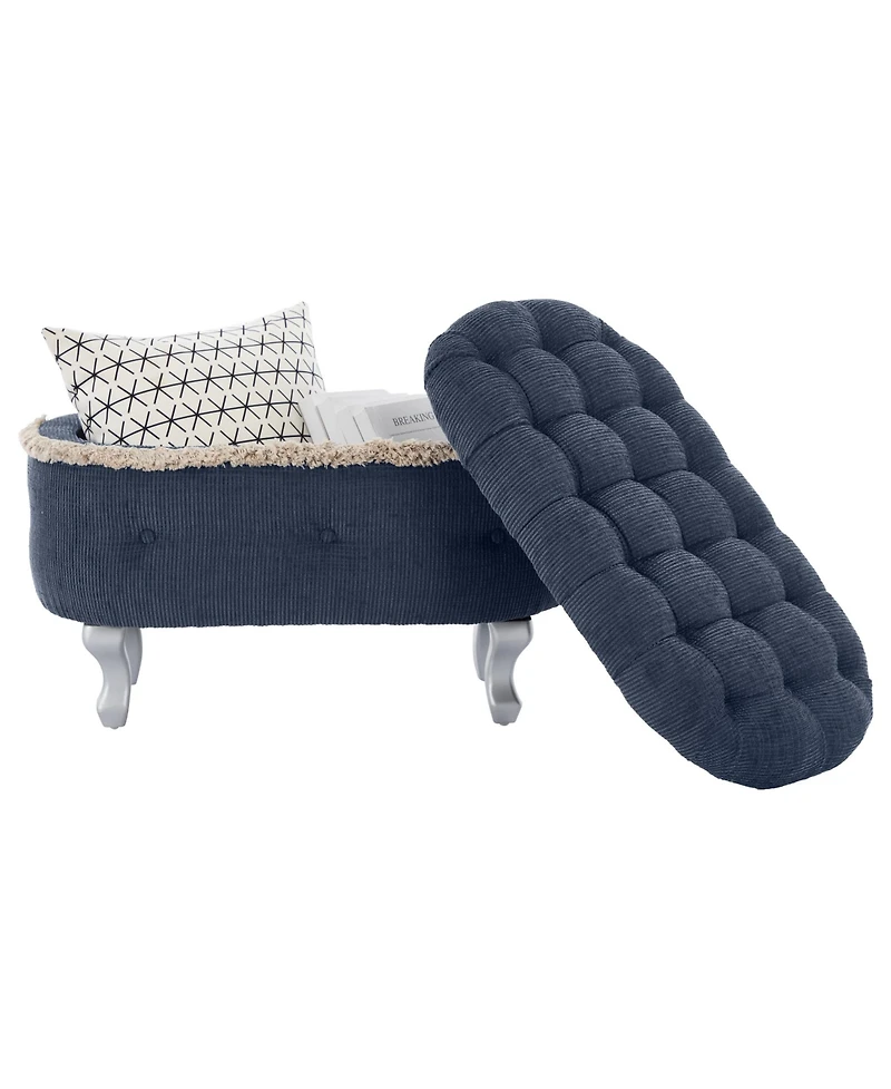 Rainsken Ottoman with Storage Upholstered Foot Stools, Window Bench with Fringe, Bed End Bench for Bedroom, Entryway and Cloakroom